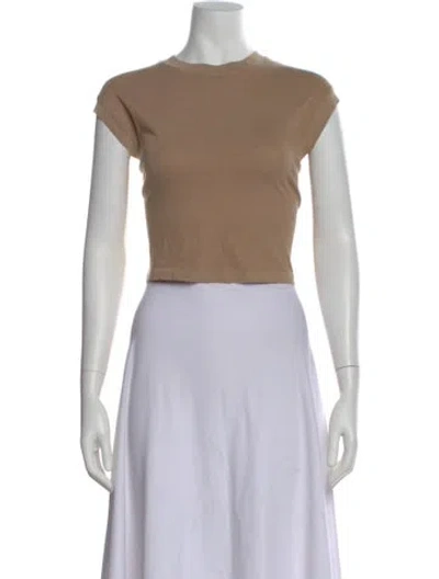 Pre-owned The Great Crew Neck Short Sleeve Crop Top In Neutral