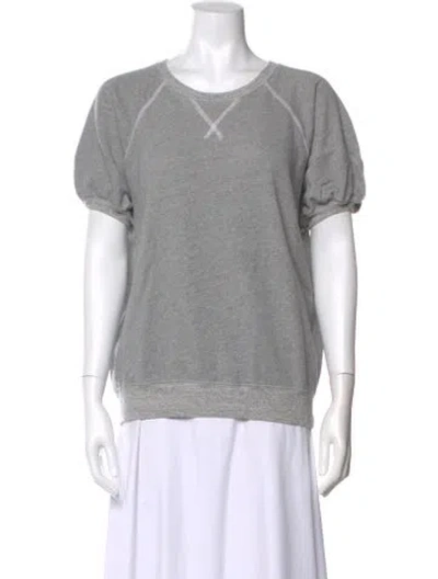 Pre-owned The Great Crew Neck Short Sleeve Sweatshirt In Gray