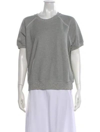 Pre-owned The Great Crew Neck Short Sleeve Sweatshirt In Gray