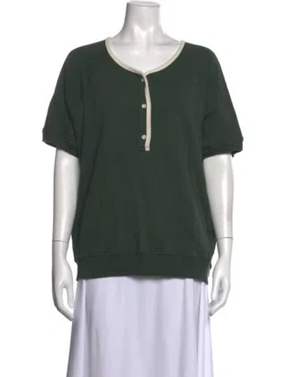 Pre-owned The Great Crew Neck Short Sleeve Sweatshirt In Green