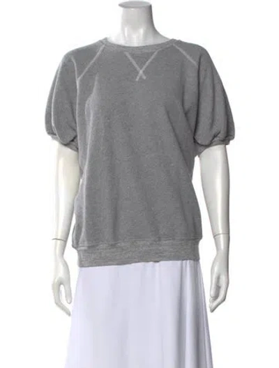 Pre-owned The Great Crew Neck Short Sleeve Sweatshirt In Grey
