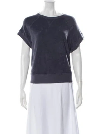 Pre-owned The Great Crew Neck Short Sleeve Sweatshirt In Grey