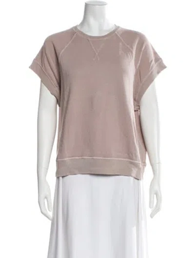 Pre-owned The Great Crew Neck Short Sleeve Sweatshirt In Pink