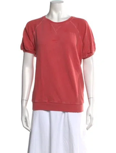 Pre-owned The Great Crew Neck Short Sleeve Sweatshirt In Pink
