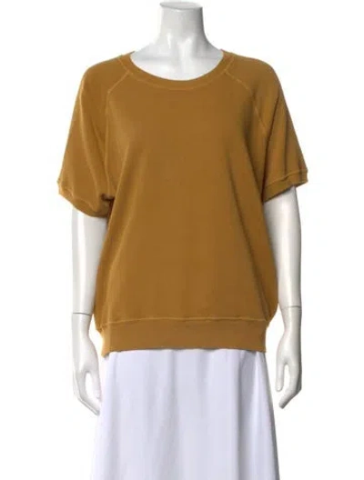 Pre-owned The Great Crew Neck Short Sleeve Sweatshirt W/ Tags In Yellow