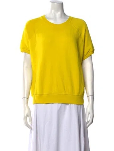 Pre-owned The Great Crew Neck Short Sleeve Sweatshirt In Yellow