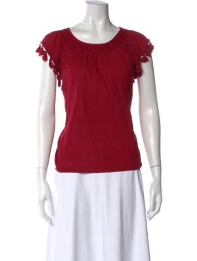 Pre-owned The Great Crew Neck Short Sleeve Top In Burgundy