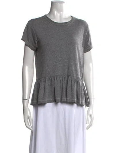 Pre-owned The Great Crew Neck Short Sleeve Top In Gray