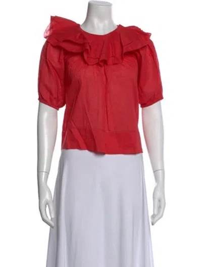 Pre-owned The Great Crew Neck Short Sleeve Top In Red