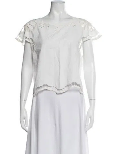 Pre-owned The Great Crew Neck Short Sleeve Top In White