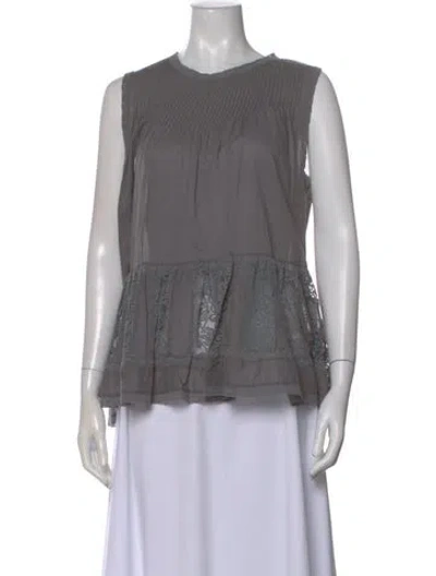 Pre-owned The Great Crew Neck Sleeveless Blouse In Gray