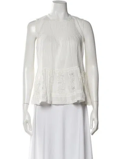 Pre-owned The Great Crew Neck Sleeveless Blouse In White