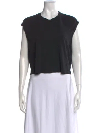 Pre-owned The Great Crew Neck Sleeveless Crop Top In Black