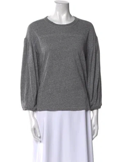 Pre-owned The Great Crew Neck Three-quarter Sleeve Sweatshirt In Gray