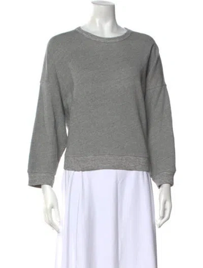 Pre-owned The Great Crew Neck Three-quarter Sleeve Sweatshirt In Grey