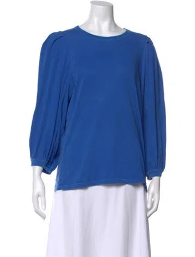 Pre-owned The Great Crew Neck Three-quarter Sleeve Top In Blue