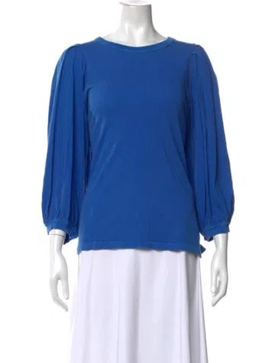 Pre-owned The Great Crew Neck Three-quarter Sleeve Top In Blue