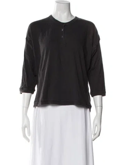 Pre-owned The Great Crew Neck Three-quarter Sleeve Top In Gray