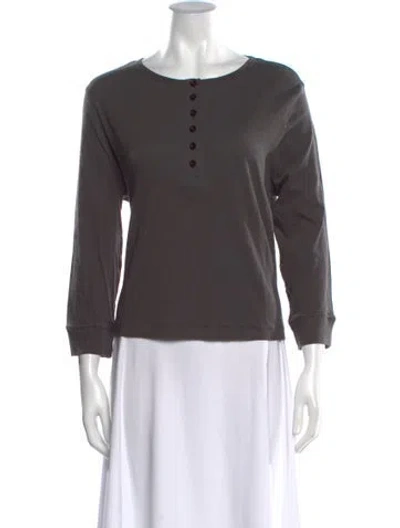 Pre-owned The Great Crew Neck Three-quarter Sleeve Top In Gray