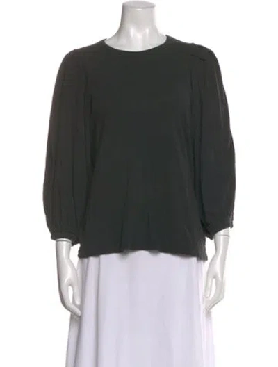 Pre-owned The Great Crew Neck Three-quarter Sleeve Top In Green