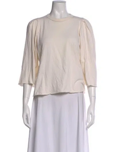 Pre-owned The Great Crew Neck Three-quarter Sleeve Top In Neutral