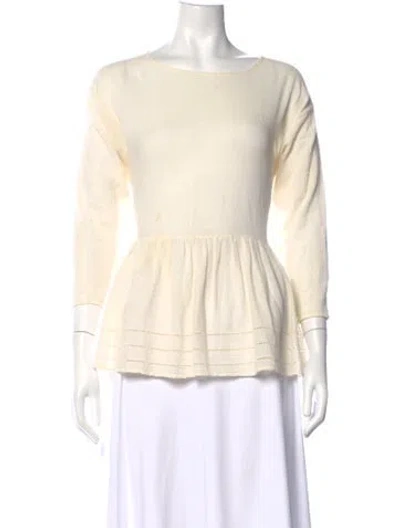 Pre-owned The Great Crew Neck Three-quarter Sleeve Top In Neutral