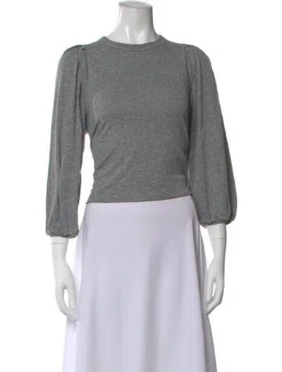 Pre-owned The Great Crew Neck Three-quarter Sleeve Top W/ Tags In Gray