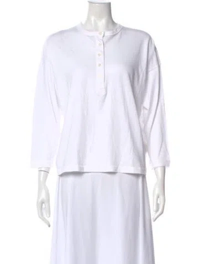 Pre-owned The Great Crew Neck Three-quarter Sleeve Top In White