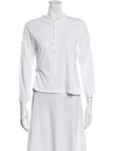 Pre-owned The Great Crew Neck Three-quarter Sleeve Top In White