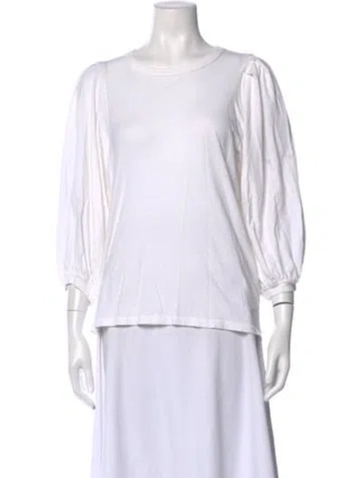 Pre-owned The Great Crew Neck Three-quarter Sleeve Top In White