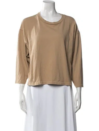 Pre-owned The Great Crew Neck Three-quarter Sleeve Top In Yellow