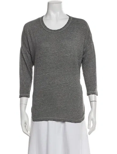 Pre-owned The Great Crew Neck Three-quarter Sleeve T-shirt In Gray