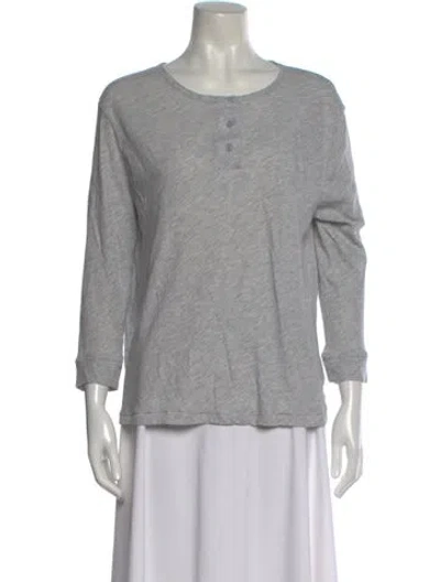 Pre-owned The Great Crew Neck Three-quarter Sleeve T-shirt In Gray