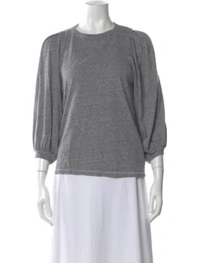 Pre-owned The Great Crew Neck Three-quarter Sleeve T-shirt In Gray