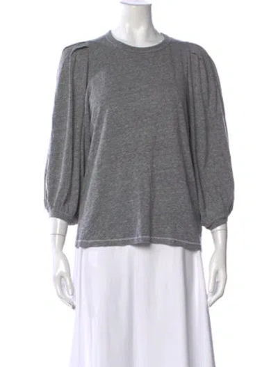Pre-owned The Great Crew Neck Three-quarter Sleeve T-shirt In Gray