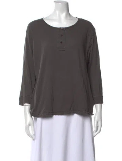 Pre-owned The Great Crew Neck Three-quarter Sleeve T-shirt In Gray