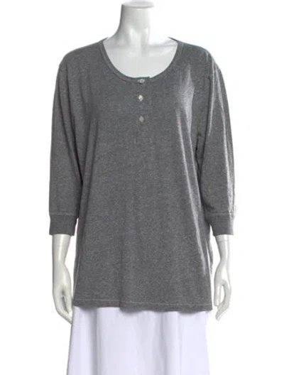 Pre-owned The Great Crew Neck Three-quarter Sleeve T-shirt In Grey