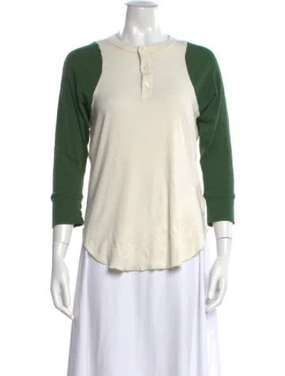 Pre-owned The Great Crew Neck Three-quarter Sleeve T-shirt In Neutral