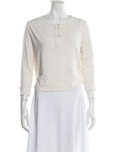 Pre-owned The Great Crew Neck Three-quarter Sleeve T-shirt In White
