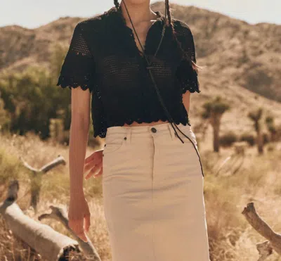 The Great Crochet Polo Top In Black