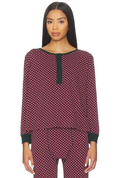 The Great Crop Sleep Henley Top In Daisy The Print In Burgundy