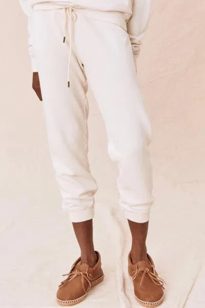 The Great Cropped Sweatpant In Washed White In Multi