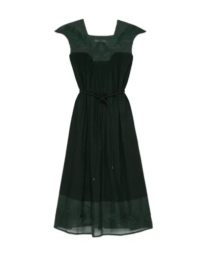The Great Dawn Dress In Vintage Moss In Green