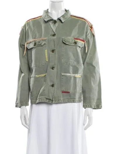 Pre-owned The Great Denim Jacket In Green