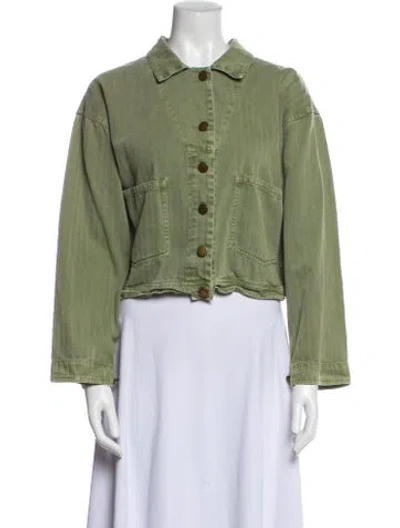 Pre-owned The Great Denim Jacket In Green