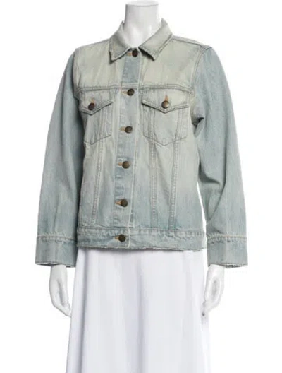 Pre-owned The Great Denim Jacket In Green