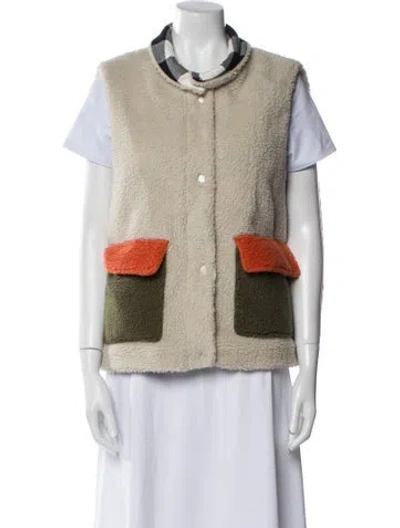 Pre-owned The Great + Eddie Bauer Faux Shearling Colorblock Pattern Vest In Neutral