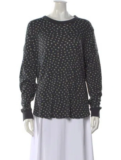 Pre-owned The Great + Eddie Bauer Floral Print Crew Neck Top In Gray