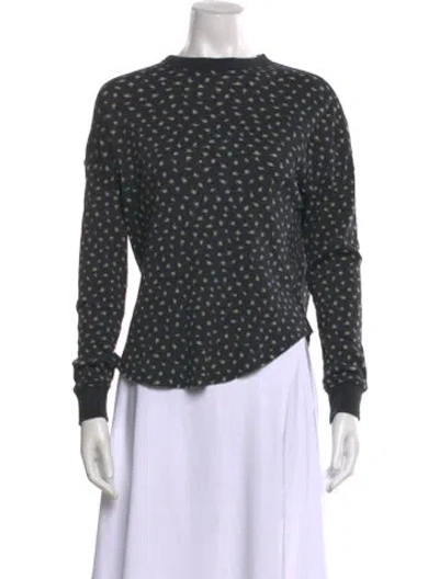 Pre-owned The Great + Eddie Bauer Printed Mock Neck Blouse In Gray