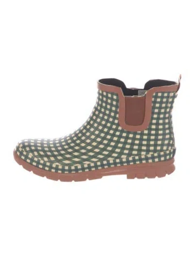 Pre-owned The Great + Eddie Bauer Rubber Plaid Print Rain Boots In Green